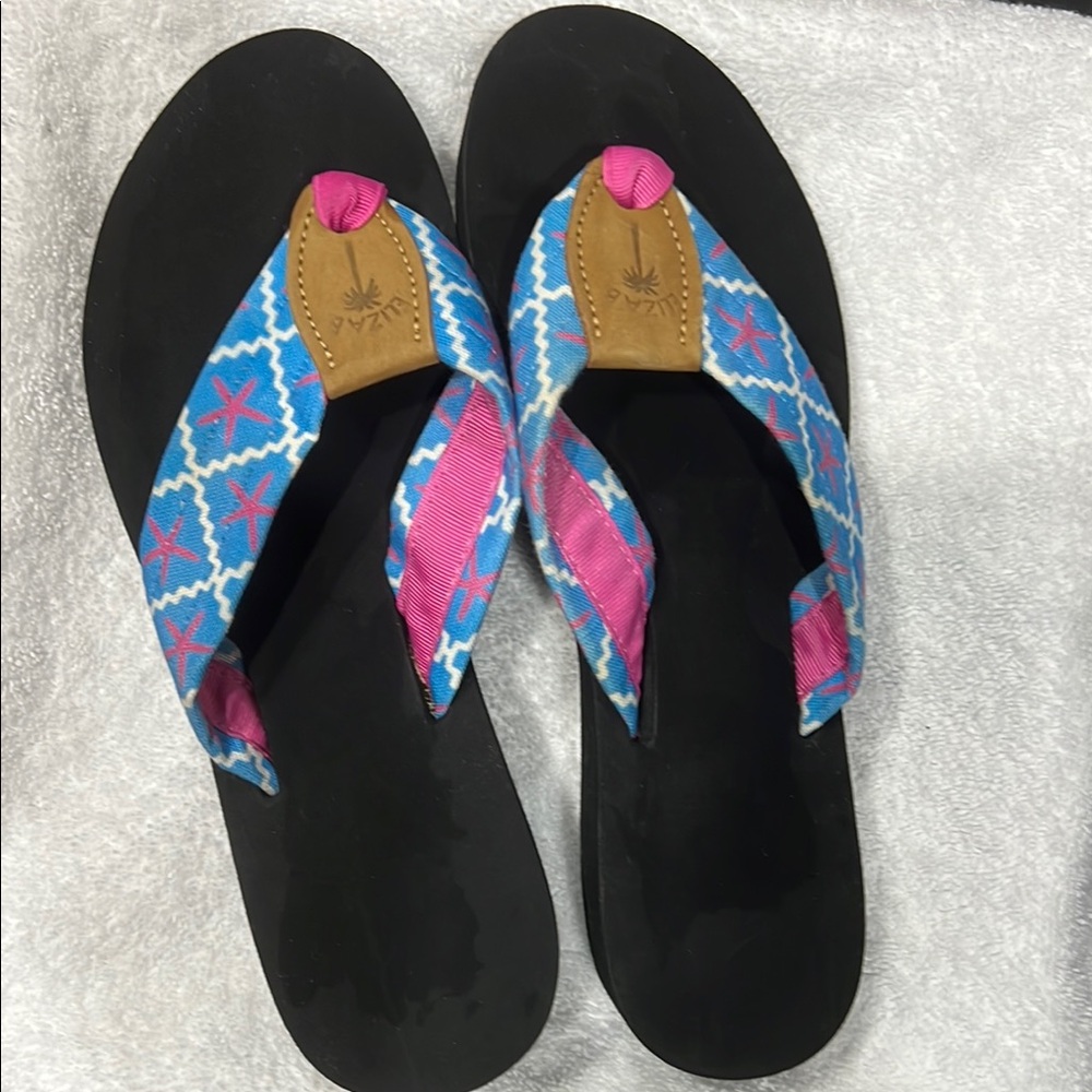 Eliza B Women’s Pink and Blue Women's Flip Flops - Size 6